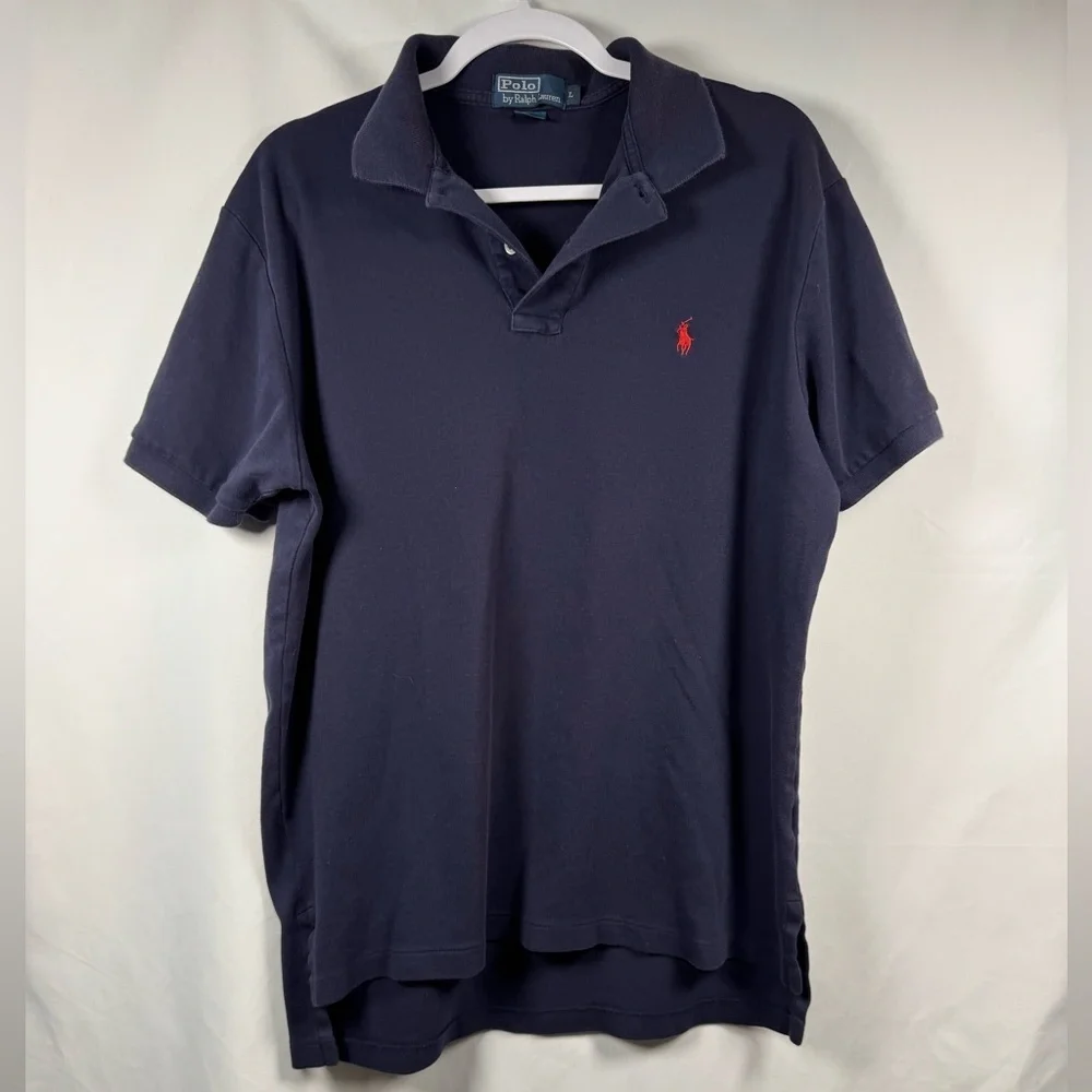 Polo by Ralph Lauren Men's Navy Blue Polo Shirt L